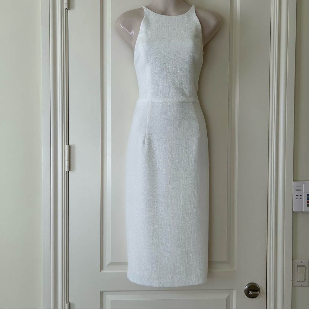 BLACK HALO White Cocktail Midi Dress Size 6, New Without Tags